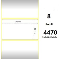 Bianco 57x32mm, 4470 Et/Rotolo Z-1000D, 2.2x1.3x3 Core, 8 Rolls